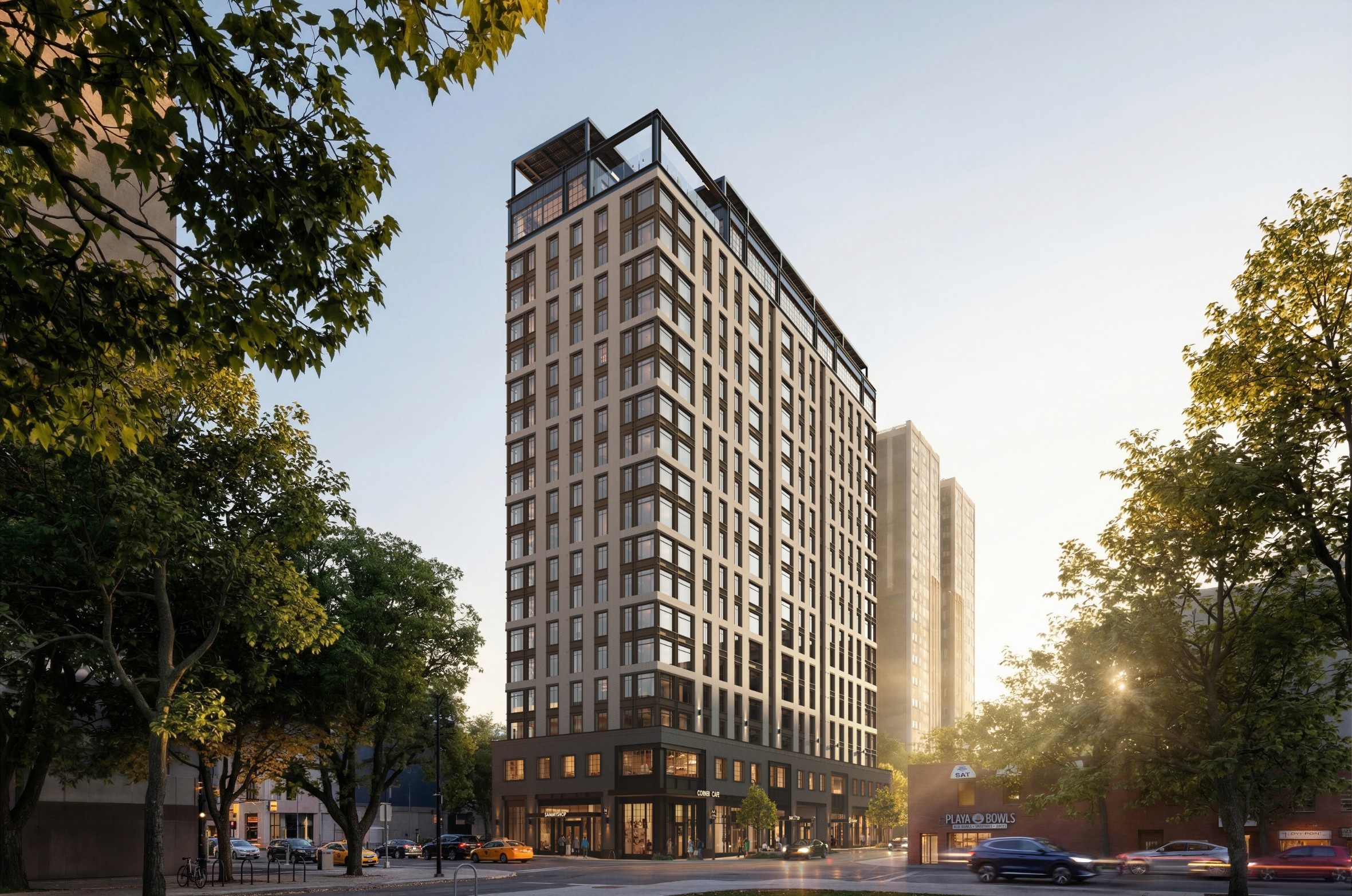 Exterior view of Chapter Ann Arbor student apartments