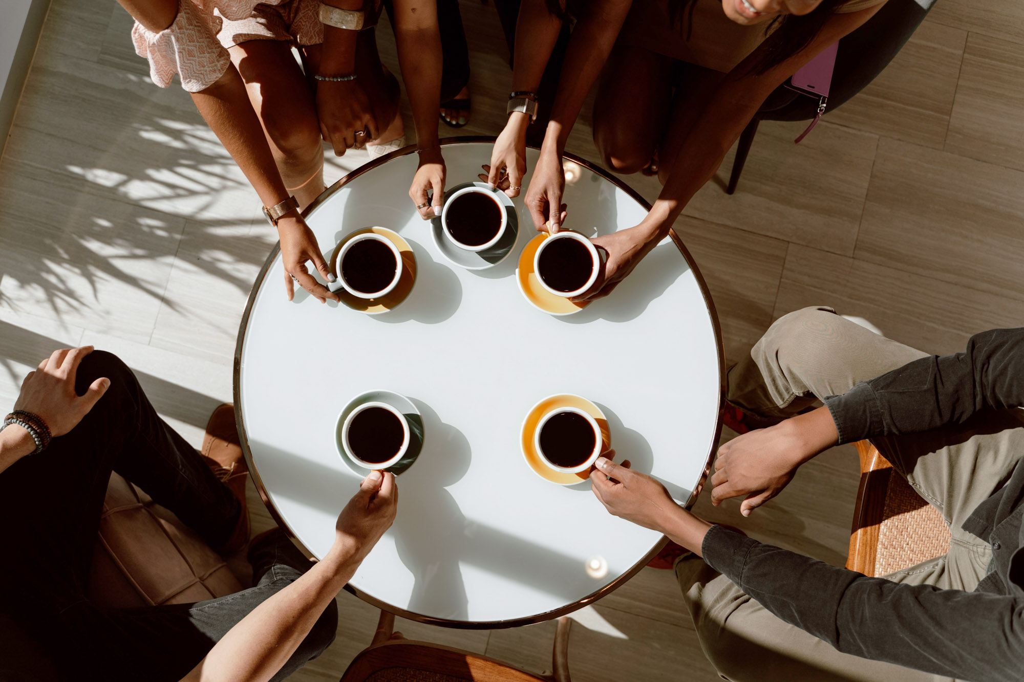 Friends having coffee at a cafe