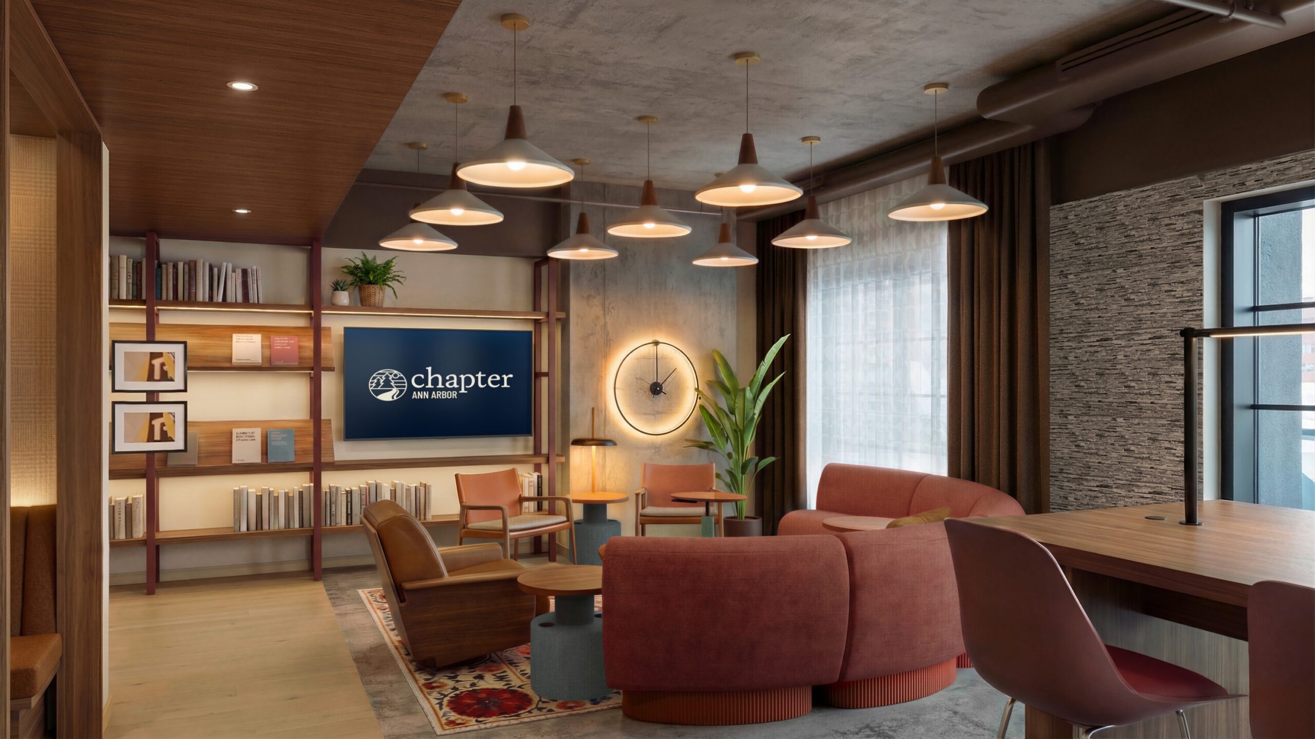 Library lounge at Chapter Ann Arbor